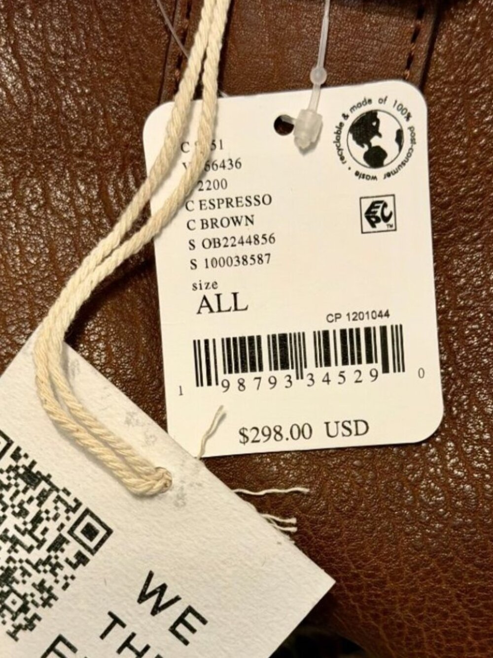 NWT FREE PEOPLE We The Free Shay Stud Tote Handbag Bag Studded Espresso Brown - Picture 12 of 13